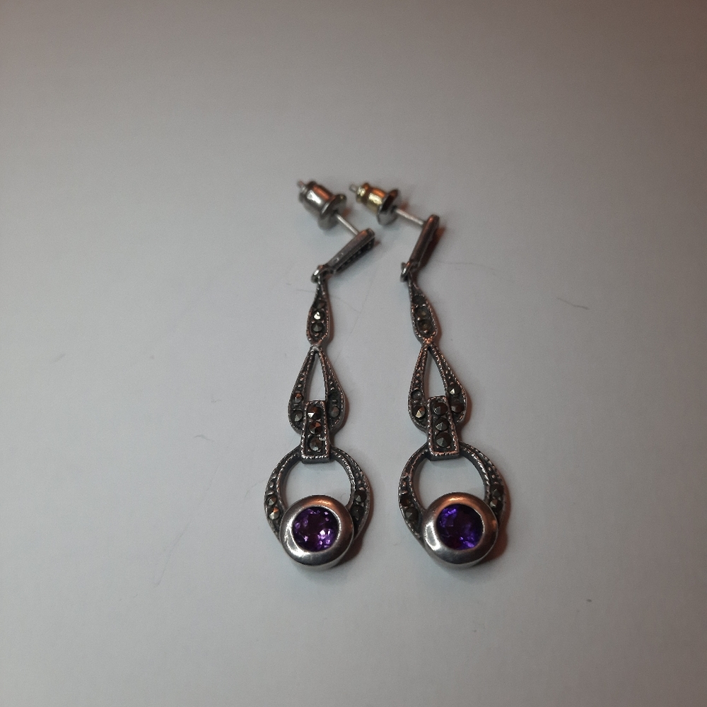Vintage Marcasite Sterling Silver Earrings